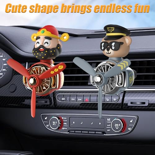 Image of 2Pcs Car Air Fresheners, Cute Bear Pilot Automotive Air Outlet Creative Car Perfume Diffuser, Automotive Accessories Air Vent Decoration with 8 Fragrant Tablets (Silver 2+Red 3)