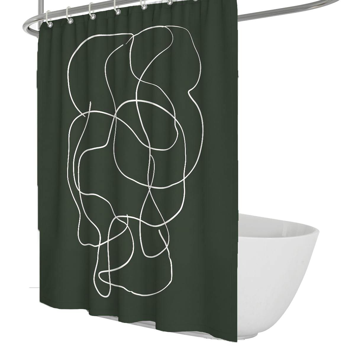 Uiringart Shower Curtains Dark Green Abstract Tangled Lines Shower Curtain W180xl200cm Nordic Minimalist Mildew Resistant Quick Dry Bath Curtains Bath Decoration With Hook