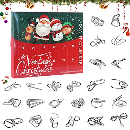 Lets Joy Adventskalender 2022, 24 Stück Knobelspiele Adventskalender, Knobelei aus Metall, Logisches Spielzeug, Spannende Knobeltricks Geduldsspiele Weihnachten Geschenk für Kinder Cover