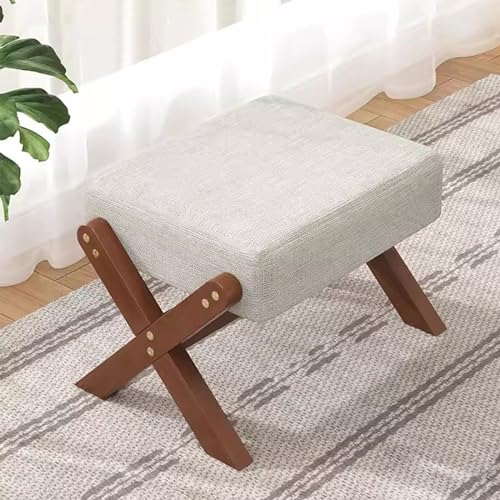 Croix en bois jambe de pied Ottoman en coton lin 32x27cm