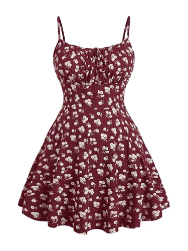 Image of Verdusa Women's Plus Size Floral Summer Dresses Boho Short Sundress Holiday Cami Flowy Dress