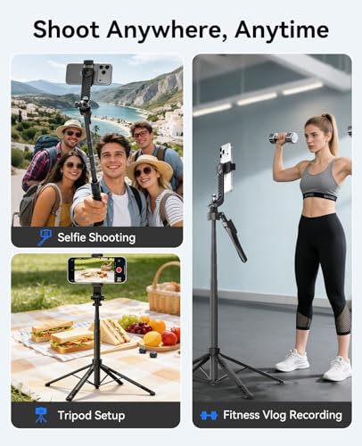 ORICO Trípode para móvil 185cm, Trípode Portátil & Palo Selfie, Base de 4 Patas, Mando a Distancia Inalámbrico, Trípode Aluminio Extensible para iPhone/Android/Cámara/GoPro - SPN185 - imagen 6