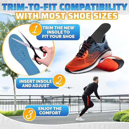 Image of 3 Pairs Shoe Inserts for Women 3-8 - Ultra Thin Shoe Insoles Men 5-11, Double Layer Latex Foam Material, Fits Any Shoe Type, Easy to Cut, Comfortable & Breathable for Everyday Use