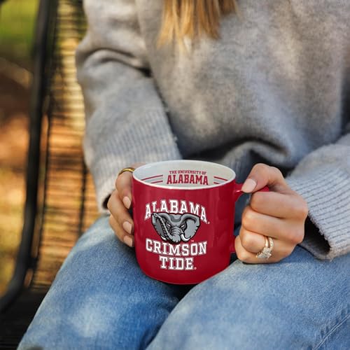 Image of Logo Brands NCAA Alabama Crimson Tide 15oz Stripe Mug - Team Logo, Inside Print, Standard Handle, Microwave & Dishwasher Safe