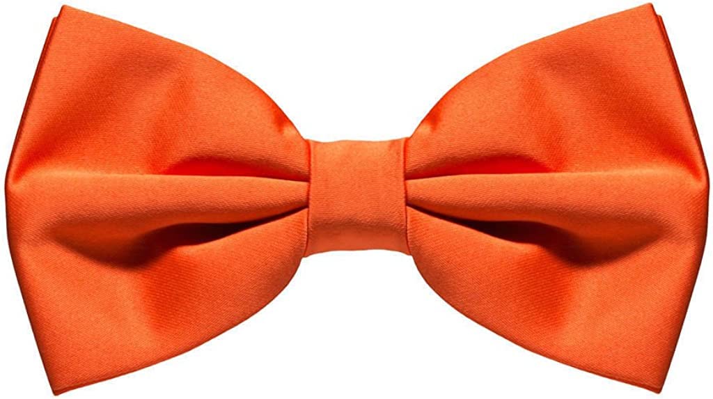 Lizzy Mens Classy Pre Made BOW TIE Wedding Party formal or special occasions Solid Color Fancy Tartan Bowteis Necktie Ties Burns Night (Orange)