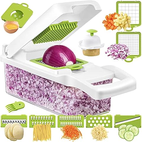 Wimaha Vegetable Chopper Dicer Onion Chopper, Pro Food Chopper Vegetable Cutter Veggie Chopper and Dicers, Vegetable Slicer and Chopper for Kitchen, Mandolin Garlic Chopper with Container Cover