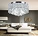 New Galaxy 4-Light Chrome Finish Metal Shade Flushmount Crystal Chandelier Ceiling Fixture
