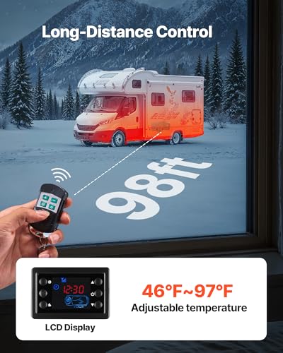 Image of VEVOR Diesel Heater, 8KW, DC 12V /24V, Portable Diesel Air Heater with Remote Control and LCD Screen, Fast Heating Low Noise, 2.6 Gal Large Fuel Tank for Vehicles, Vans, RVs, Campers, and Trucks