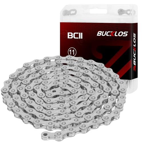 BUCKLOS 6/7/8/9/10/11/12 Speed Bike Chain,Bicycle Chain for Road Bike/E-Bike/Mountain Bike/MTB/Shimano SRAM,Half/Full Hollow Bike Chain Silver/Gold 1/2 x 11/128 Inch 116 Links with Quick Link