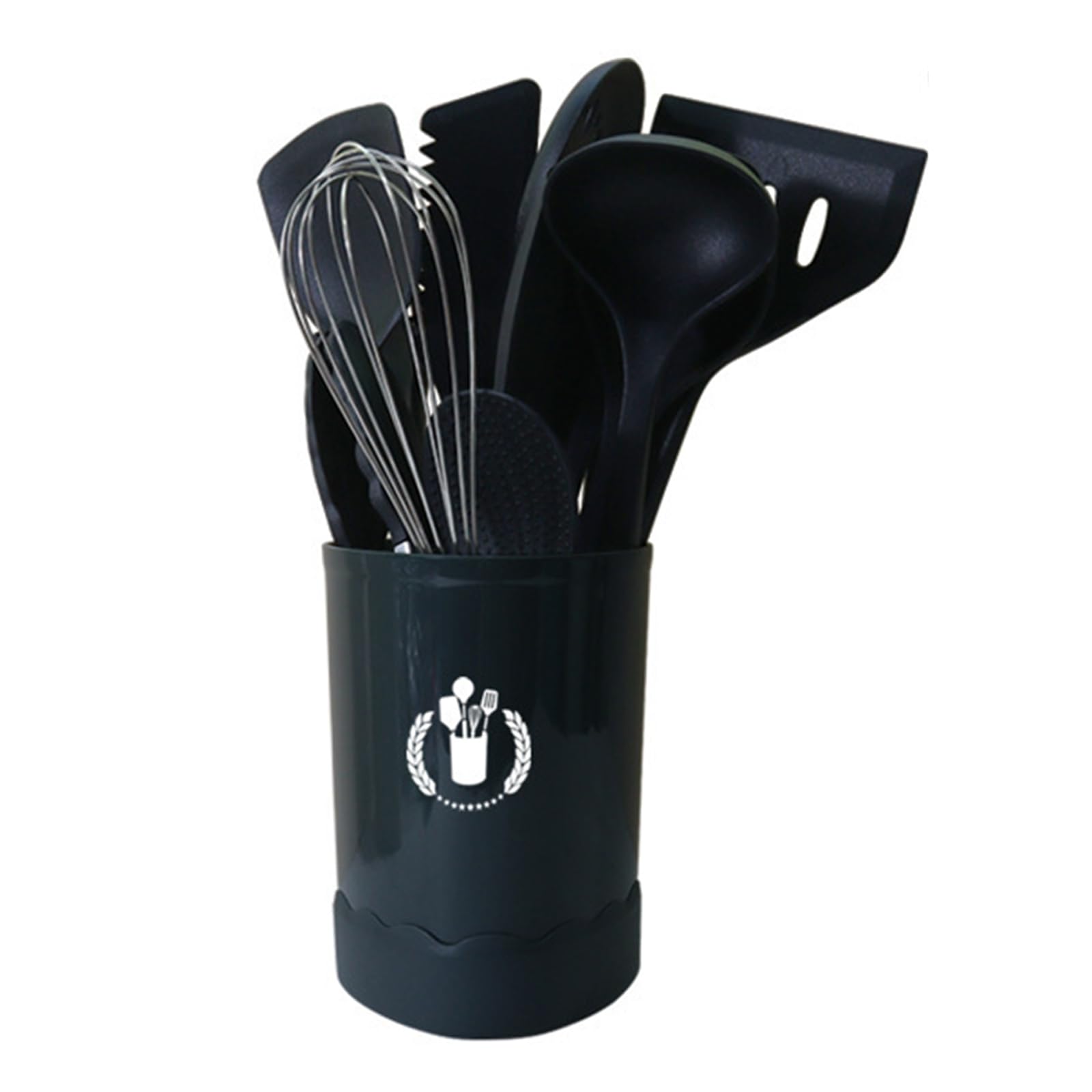Utensilios De Cocina De Silicona Con Mango De Madera, Resistentes Al Calor Y Antiadherentes, Antiarañazos, Sin BPA, Set Utensilios De Cocina Silicona, Cucharones De Cocina Silicona 13 Piezas ,Black