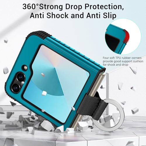Image of BENTOBEN for Samsung Galaxy Z Flip 6 5G Case with Ring, Heavy Duty 2 in 1 Full Body Rugged Galaxy Z Flip6 Case Girls Women Boy Men Shockproof Protection Cover for Samsung Z Flip 6 6.7 inch,Deep Blue