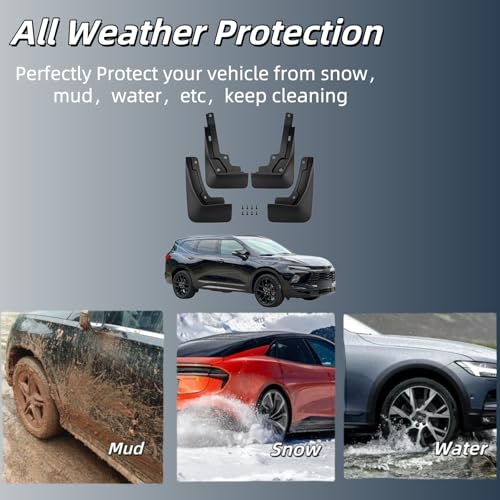 Image of No Drill Mud Flaps Compatible with 2019-2025 Chevrolet Blazer (Gas /Fuel) 5-Seat SUV,OEM Style Textured Black Custom Fit All Weather Exterior Accessories(4PCS)