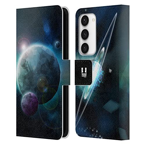 Étui portefeuille en cuir Samsung Galaxy S23 5G avec rangements cartes et motif univers spatial