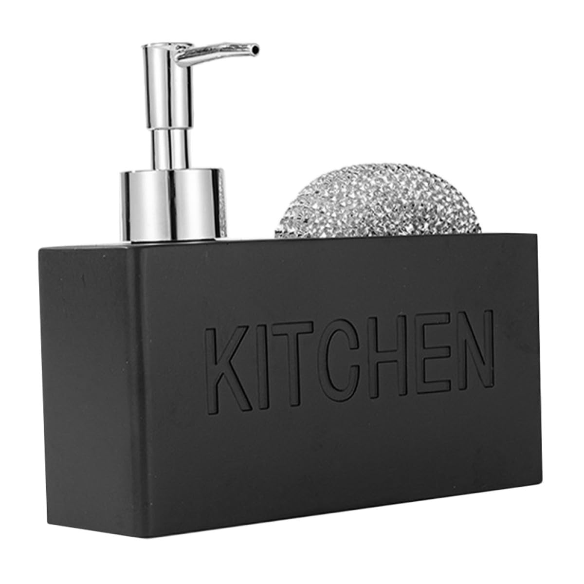 NOLITOY Distributore di Sapone per Bagno 280ml Nero con Spazzola in Acciaio, Design Semplice e Portatile, Set Ricaricabile Adatto per Cucina e Ufficio
