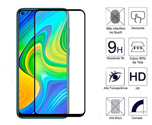 Película De Vidro Temperado 3D Full Cover Para Xiaomi Redmi Note 9 com Tela de 6.53