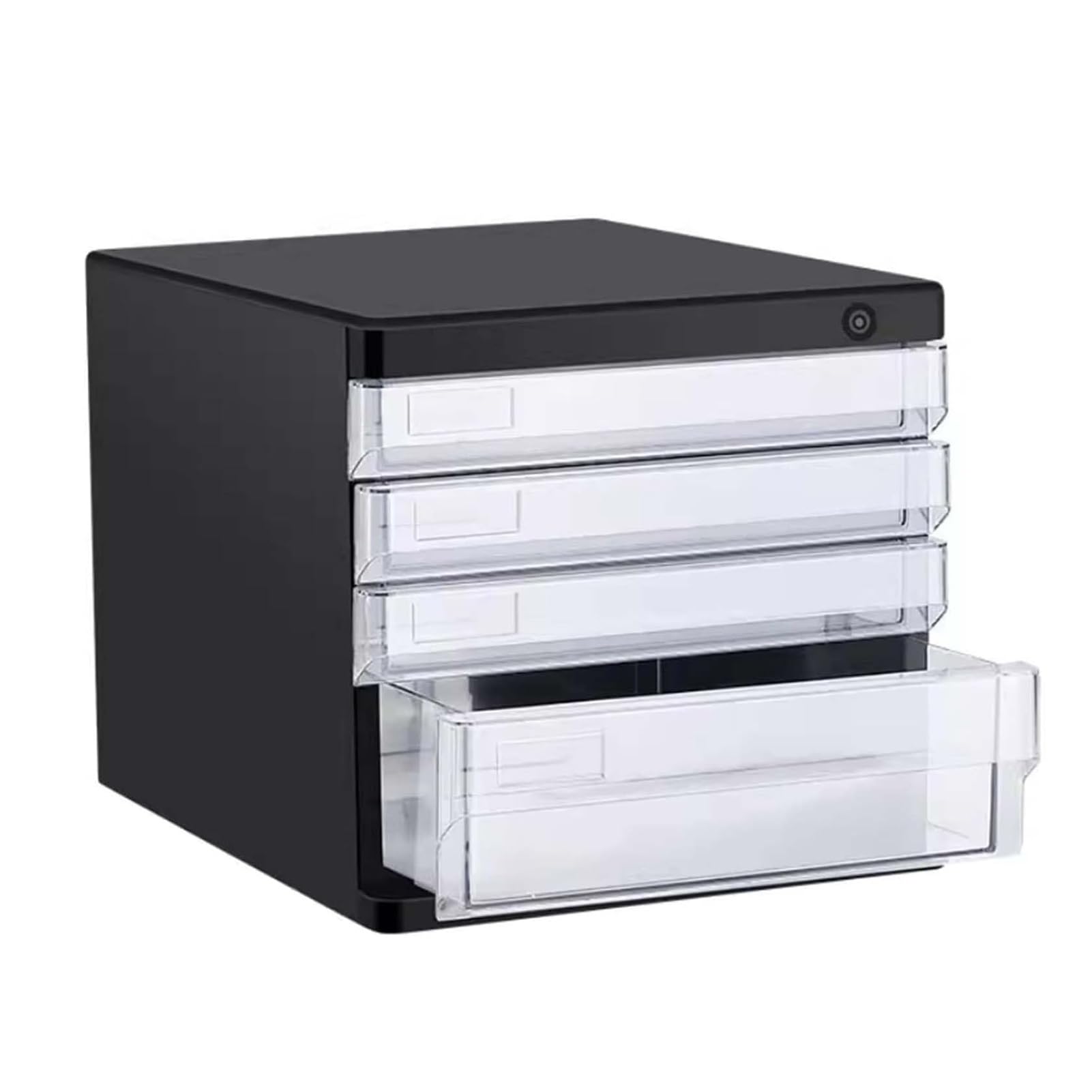 JOUFNING 4-Drawer Document Organizer Cabinet, Locking File Storage Box, Desktop Reference Organizer, for Letter Papers Folders Office Supplies, Space-Saving(Black)