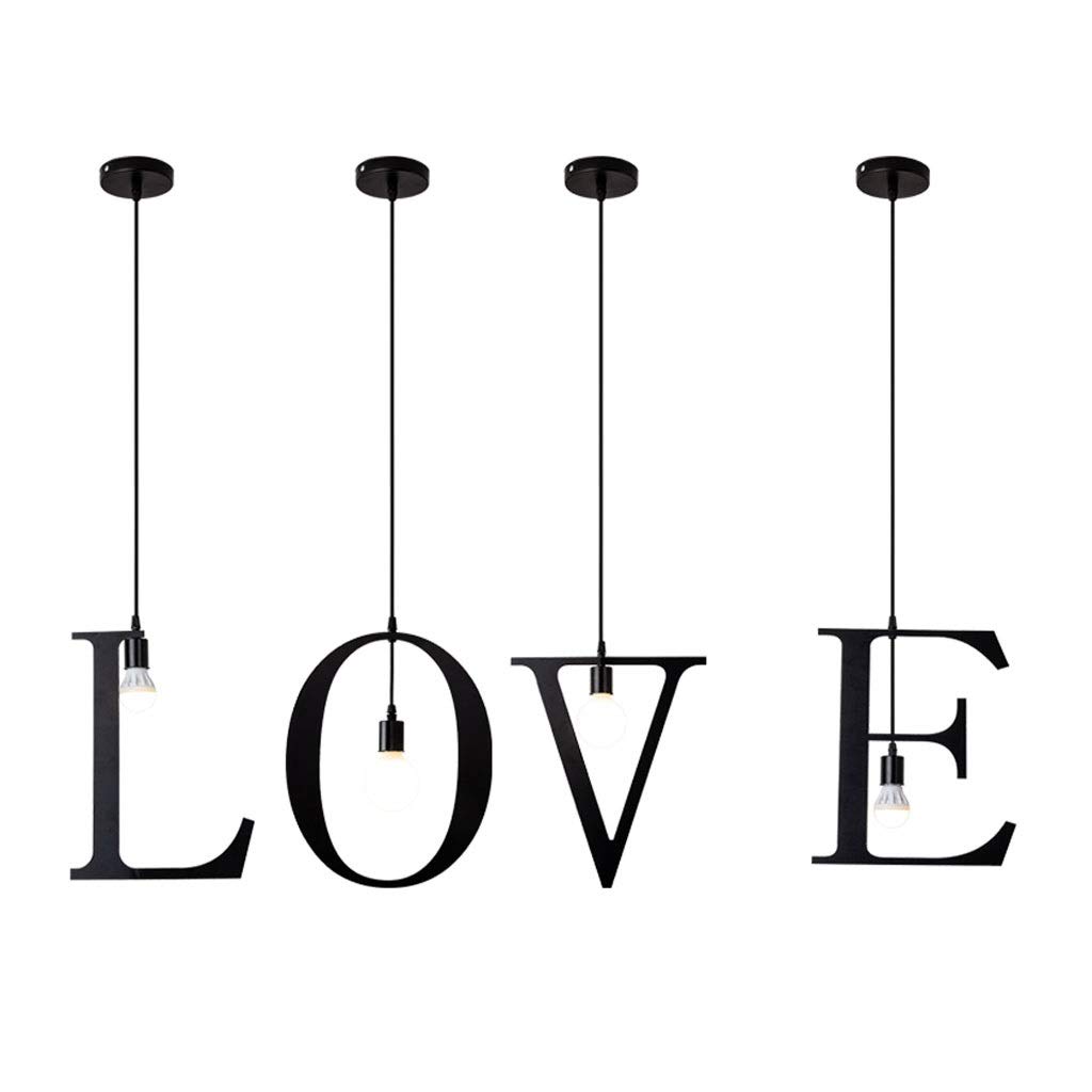 Pendant Light LED Chandelier Nordic Creative Letter Pendant Lights Black LOVE Decorative Ceiling Light for Bedroom Restaurant Tea Shop Chandeliers (Color : Love)