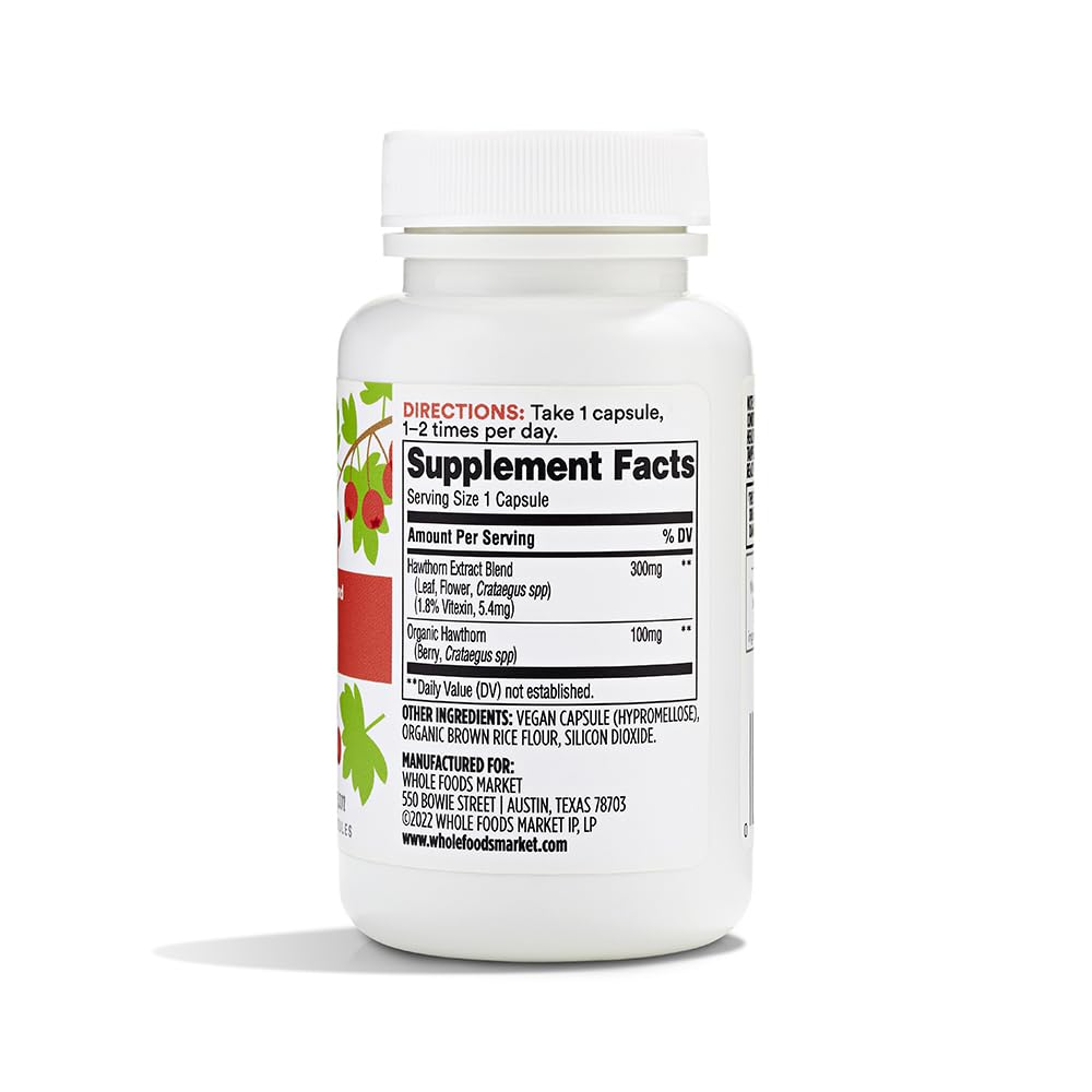 365 by Whole Foods Market, Hawthorn Standardized + Full Spectrum Blend, Heart Support, Vegan Capsules, 60 Count — Amazon image 2