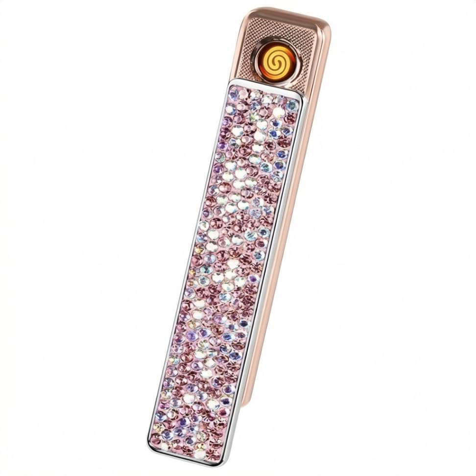 Encendedor eléctrico USB color rosa brillante miniatura 1
