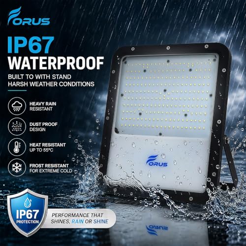 Image of Forus 150W LED Flood Light Outdoor with 4 Year Warranty, IP67 Waterproof Decorative Focus Light, White Security Lighting for Home, Garden, Events, Terrace, Landscape, Building, Stage, Party (1 PC)