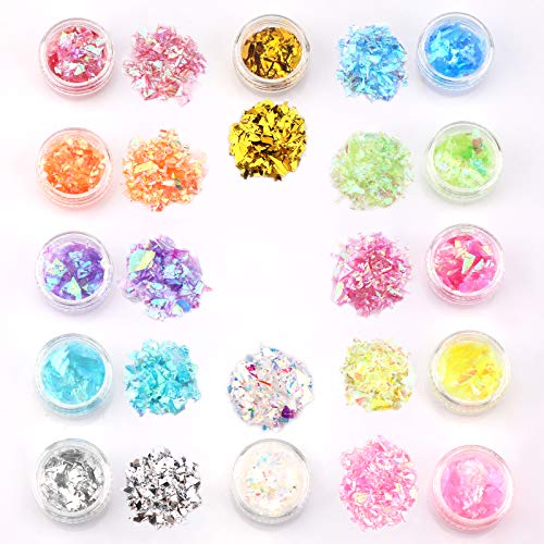 SAVITA 12 Farben Schillernde Glitzerflocken Holographische Nagelpailletten Chunky Glitter Unregelmäßiger Harz Epoxidfarbe Art Craft Festival Kosmetischer Körper Glitter