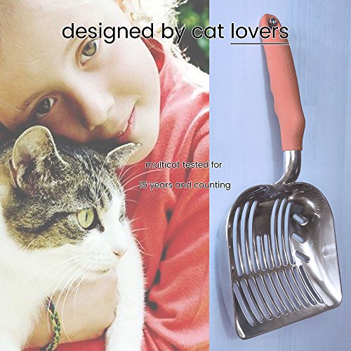 DuraScoop Jumbo Cat Litter Scoop, All Metal EndtoEnd with Solid Core, Sifter with Deep Shovel