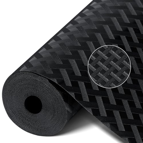 Romon Alfombrilla Antideslizante, Protector Cajones Cocina para Estantes de Nevera, 30x400cm Rollo EVA Alfombrillas Armario, Alfombras Non Adhesivo Protectores Antideslizante Cajones Cocina, Negro