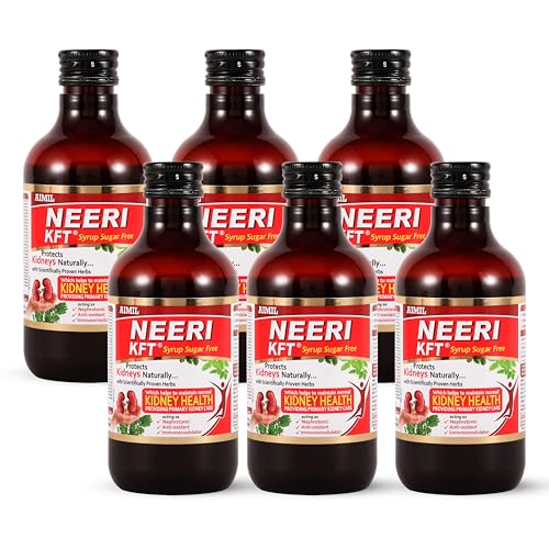 Image of AIMIL Neeri KFT Sugar Free Syrup - 200ml | Ayurvedic Kidney Function Toner & Nephro-Protective Supplement | Helps Maintain Normal Creatinine and Reduces Renal Oxidative Stress (Pack of 6)