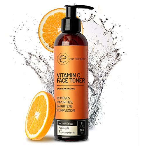 Eve Hansen Vitamin C Toner for face | 8 oz Hydrating Facial Toner & PH Balancing Pore Minimizer with Anti Aging Aloe, Citric Acid & Tea Tree | Skin & Face Toner for All Skin Types & Even, Clear Skin