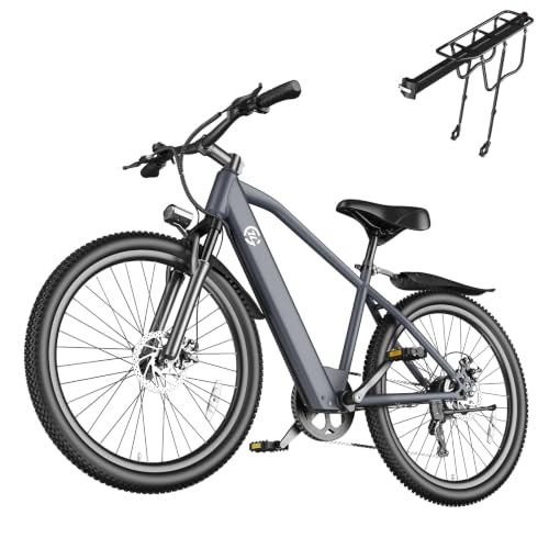 26 Zoll E Bike, Elektrofahrrad für Herren Damen mit 250W Motor 36V Batterie, 7-Gang Getriebe, LCD-Display, 3 Fahrmodi, Doppelscheibenbremse, Pedelec, E Mountainbike für Stadt, Durft, Alltagsmobilität