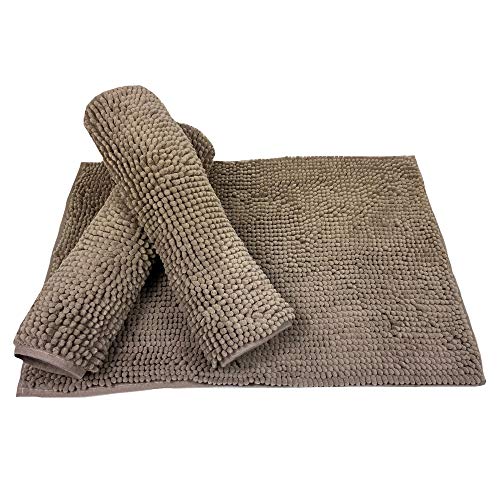 Tapete De Banheiro Antiderrapante Bolinha Microfibra 70x50 cm Cor:Marrom Claro