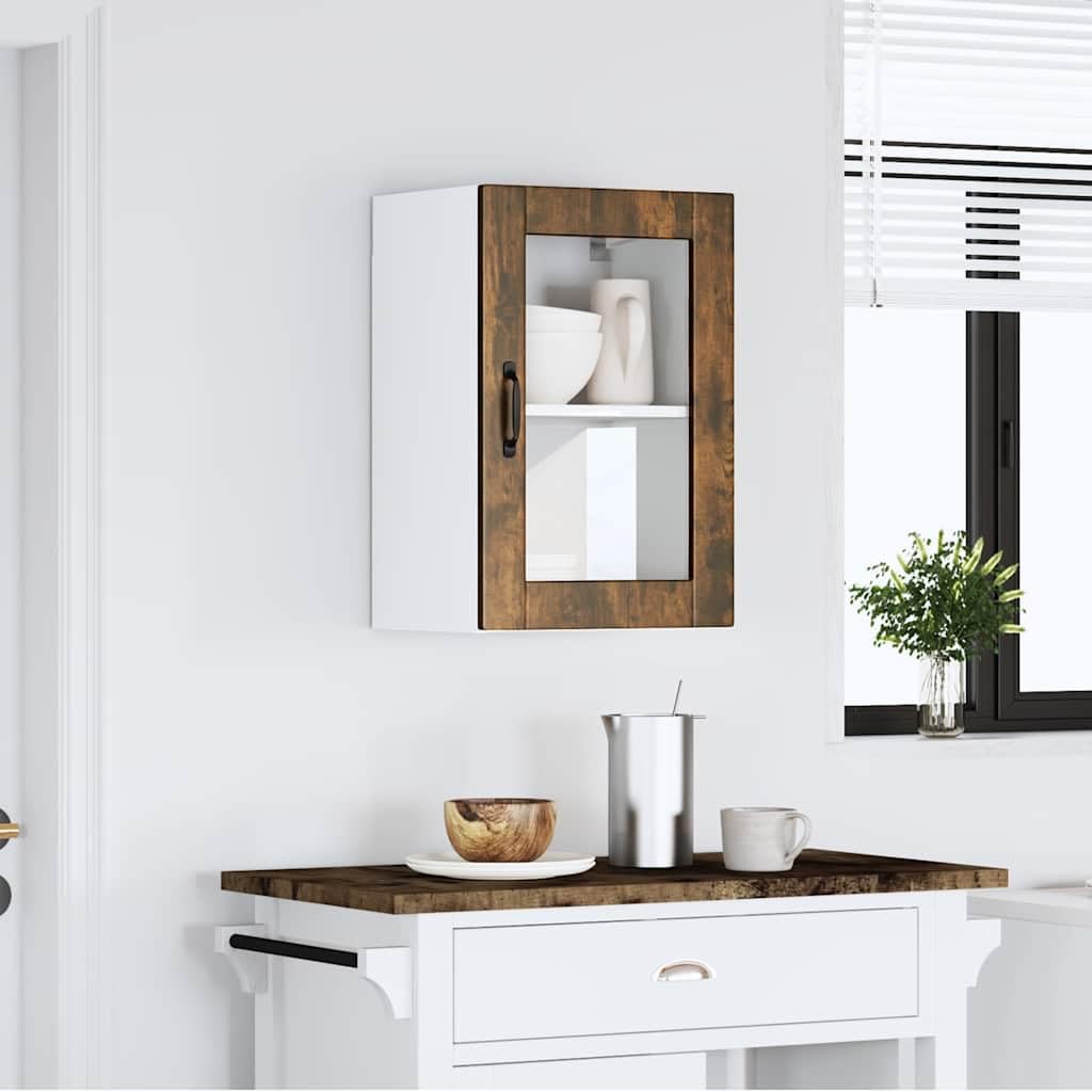 Genérico Armario de Pared para Cocina Puerta Cristal Porto Roble Ahumado,Mobiliario,Armarios y Almacenamiento,Armarios de Cocina,854012