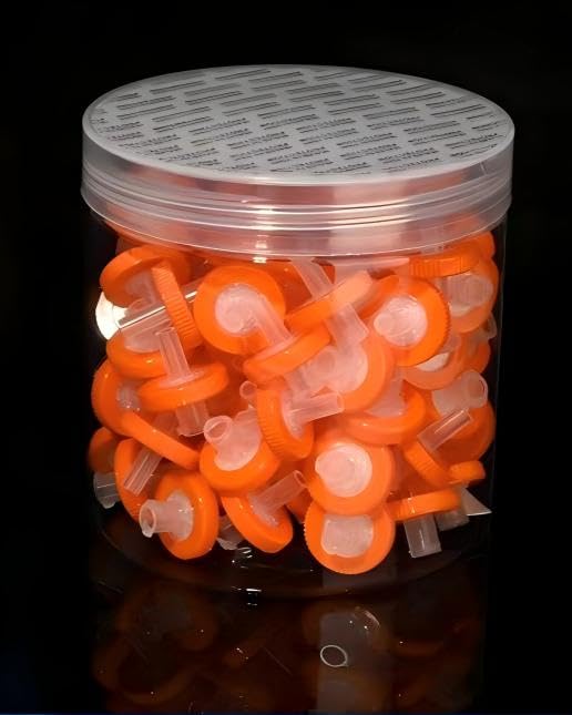 Image of Syringe Filters Hydrophobic PTFE Membrane 100PCS, 1um Pore Size,13mm Disc Diameter,HPLC and GC Needle Filter, Non-Sterile, High Throughput Lab Filtration, Barreled Packed