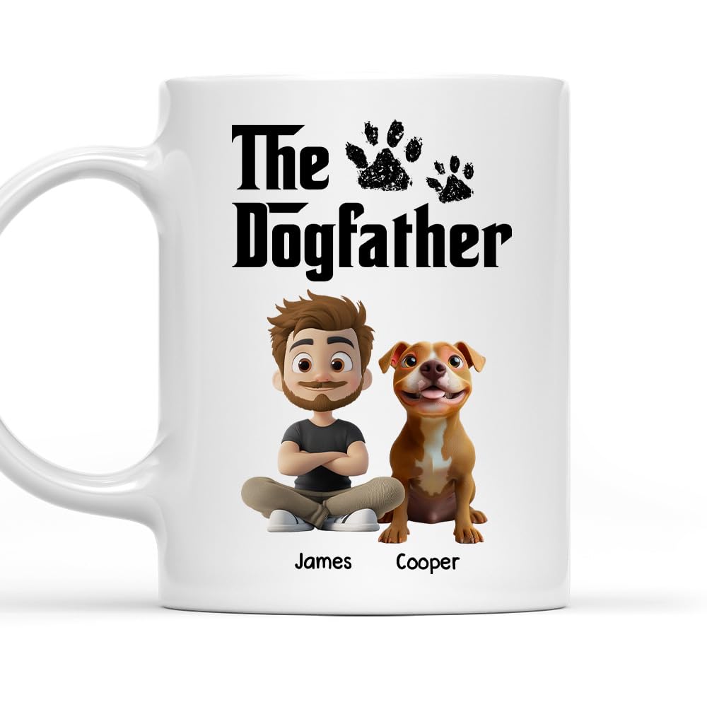 Wrappiness Personalized Gift for Dog Dad – Custom Funny Dog Gift for Dad, Husband, Ceramic Mug for Men Who Love Dogs, Unique Father’s Day Present for
