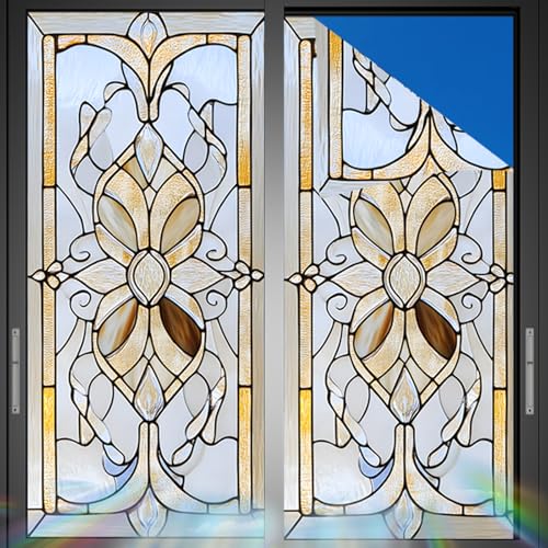 Image of Nuxovilar Sparkle Gold Vintage Pattern Window Film 17.7x39.4 PVC
