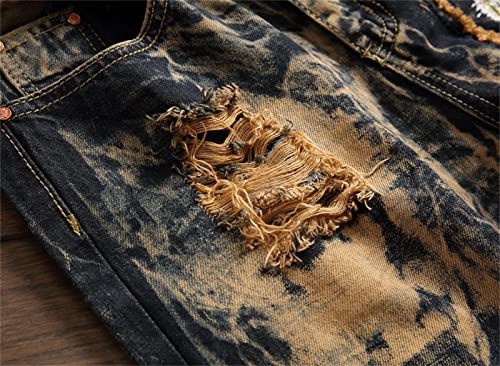 Pantalones vaqueros rectos rasgados para hombre miniatura 5