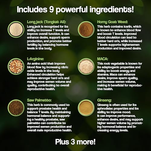 Image of Male Semen Volume Booster Plus - Pills for Men Fast Acting Blood Flow for Male Size Enlargement + Load Size - 9 Ingredients for Girth | 3rd Party Tested Supplement - 60 Capsules