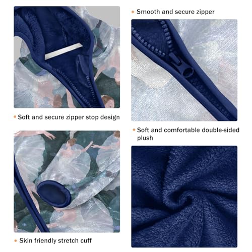 Ballet Dancers in White Tutus Toddler Fleece Jacket Girl Boys Hooded Fleece Jacket Coat Warm Outwear Zip-up 3-10T3