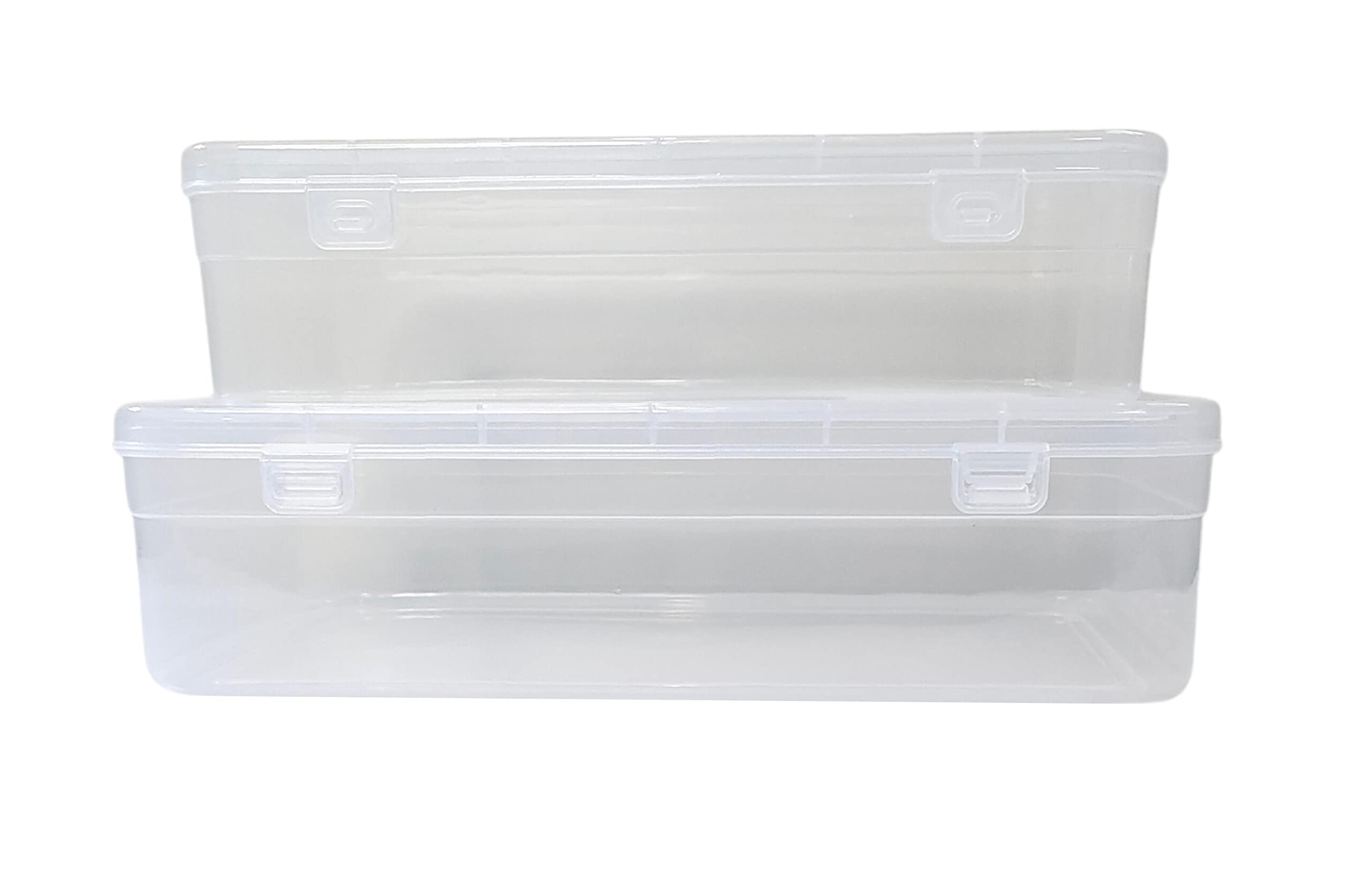 Feliz Clear Plastic Large Storage Box Size 11.5x7.5x2.75 Inch and Clear Plastic Storage Box Size 10.25x6.75x2.5 Inch (Total 2 boxes)-image-19