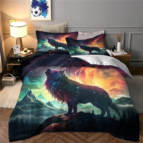 Housse de couette loup impression 3D luxe lit super king - 6