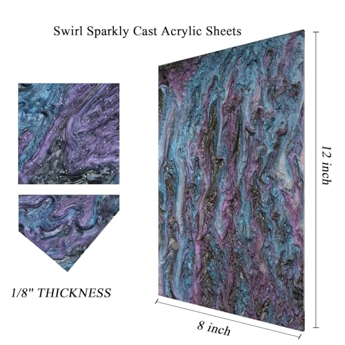 Image of TOEPODO Pearl Cast Acrylic Sheets Pearlescent Glitter Acrylic Sheet 1 /8 Thickness Acrylic Sheets for Laser Cutting for Art Design DIY Crafts /Home Deco(3, Purple Black, 8x12 Inch)