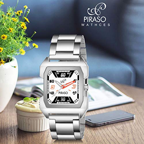 Image of PIRASO Fast Trend Rectangular CASE with Designer Display Analogue Watch for Men and Boys