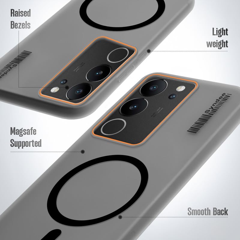 Image of Mr. Case Back Cover for Vivo V29 5G Sleek Frosted Translucent Back Only Compatible with Wireless Magnetic Accessories | Anti-Scratch Shockproof Phone Case - Black