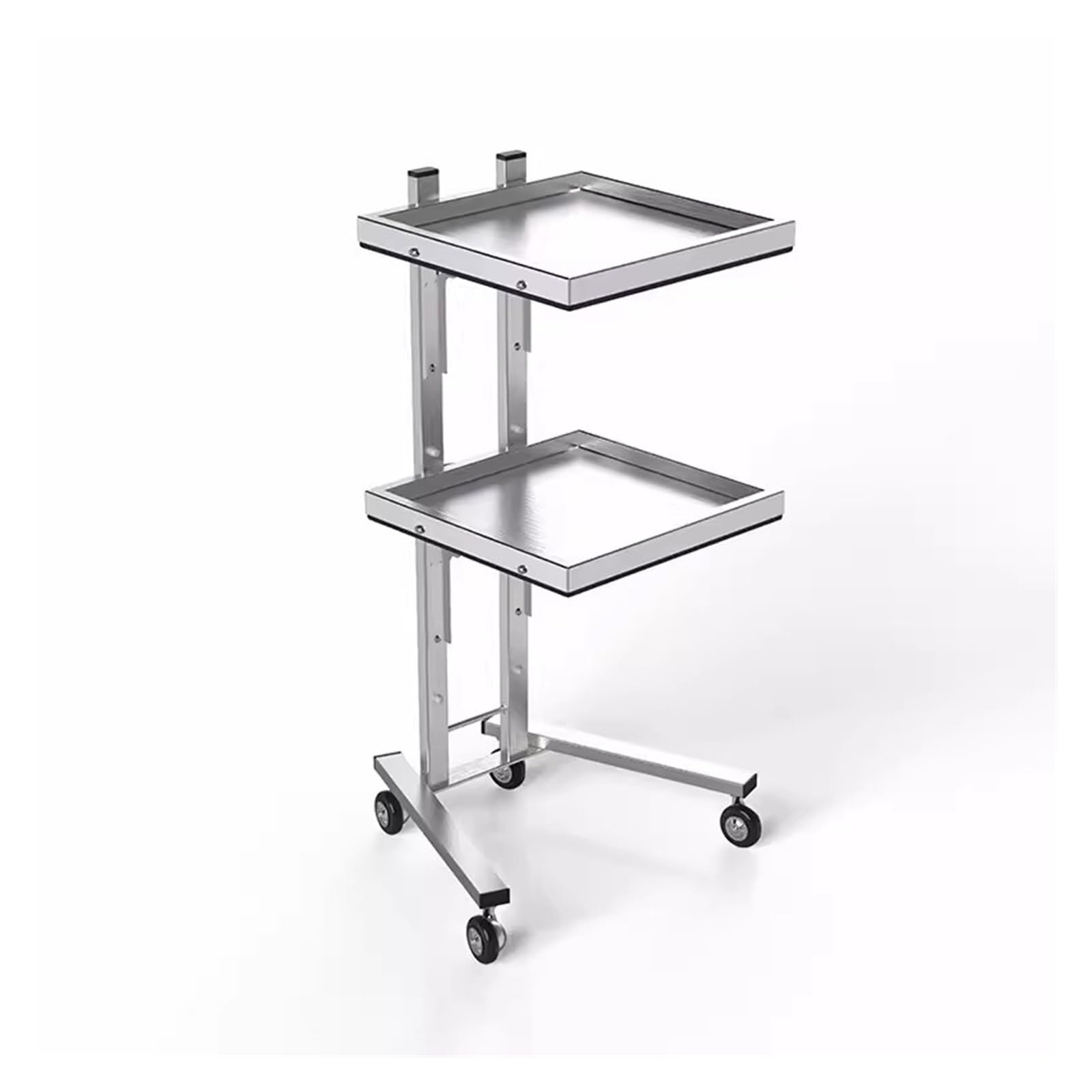LJYKBFL Salon Tray,3Tier Stainless Steel Rolling Cart for Beauty Salon Metal Storage Trolley with Silver Finish Utility Cart for Salon and Kitchen nization