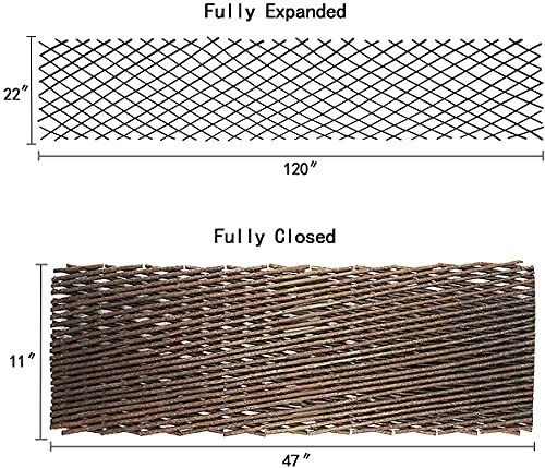 xumy 4 Pack Willow Expandable Lattices Fence，Garden Fence Trellis for Climbing Plants Support 36x92 Inch (4)