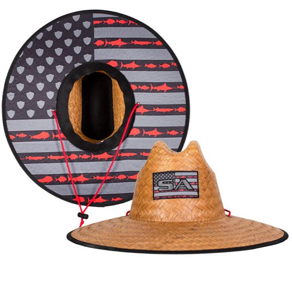 Soul of Adventure Hand-Woven Palm Straw Hats for Men & Women Wide Brim Summer Hat Sun Protection UPF 50+ (Blackout Fins & Stripes)