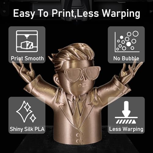 Image of Silk Coffee PLA Satin Shiny 3D Printer Filament, 1.75mm Diameter 1kg Spool 2.2lbs for FDM 3D Printers