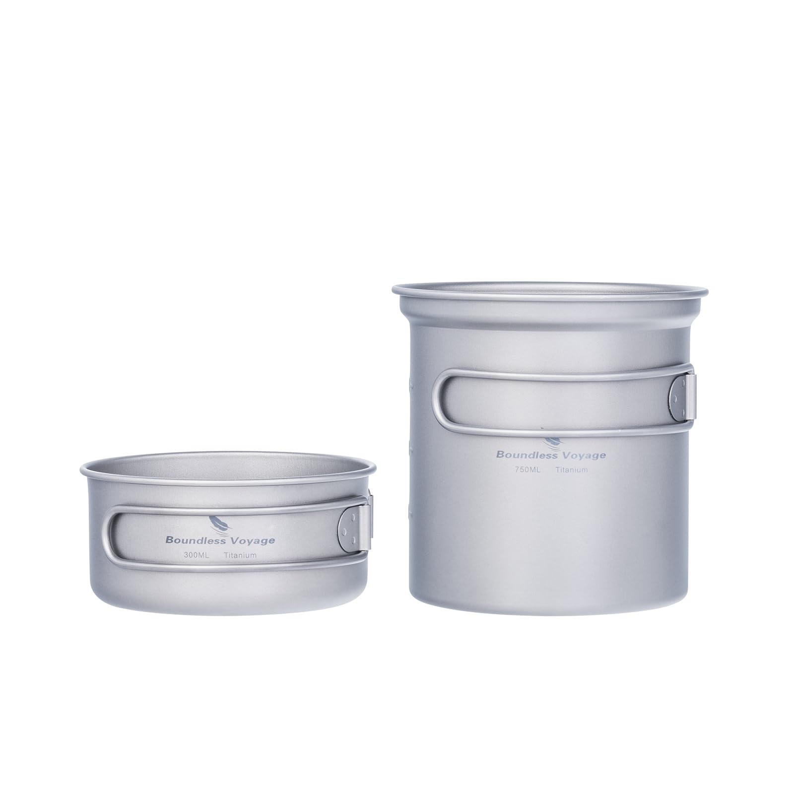 iBasingo Titan Töpf Pfanne Set Camping Kochgeschirr Leichte Outdoor Schüssel Set Koch Mess Kit mit Klappgriff Küchen Utensilien für den Außenbereich 2 Stücke/Set
