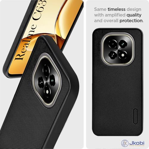 Image of Jkobi Back Cover Case for Realme C63 5G (Textured Grip Design | Camera Protection | Slim and Light Weight | Soft Touch and Feel | Black)