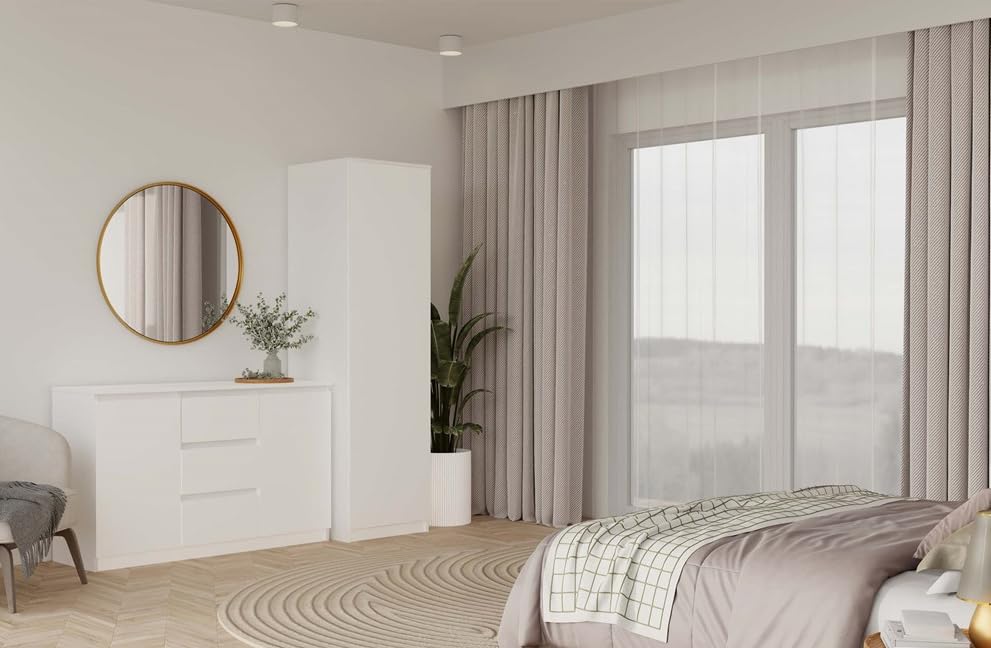 BDW SD-50 - Armadio 50 x 50 x 180 cm, 4 ripiani, ideale per una camera da letto, corridoio, cameretta dei bambini o ufficio, appendiabiti (bianco)